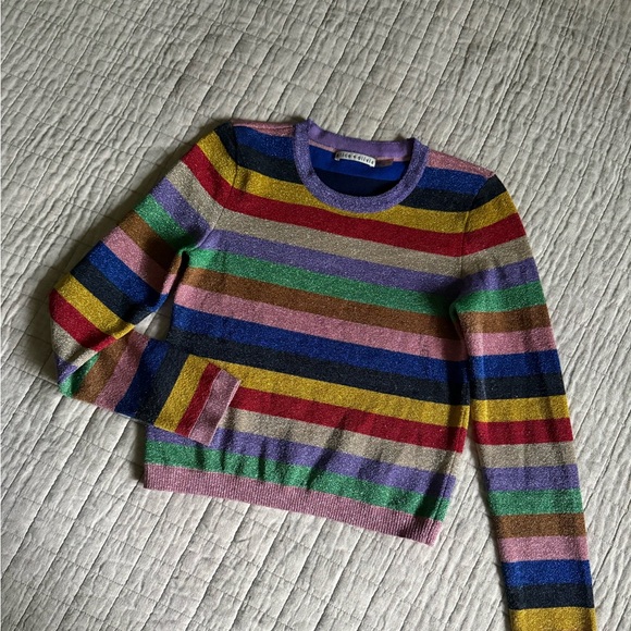 Alice + Olivia Colorful Striped Crew Neck Sweater - Picture 2 of 5